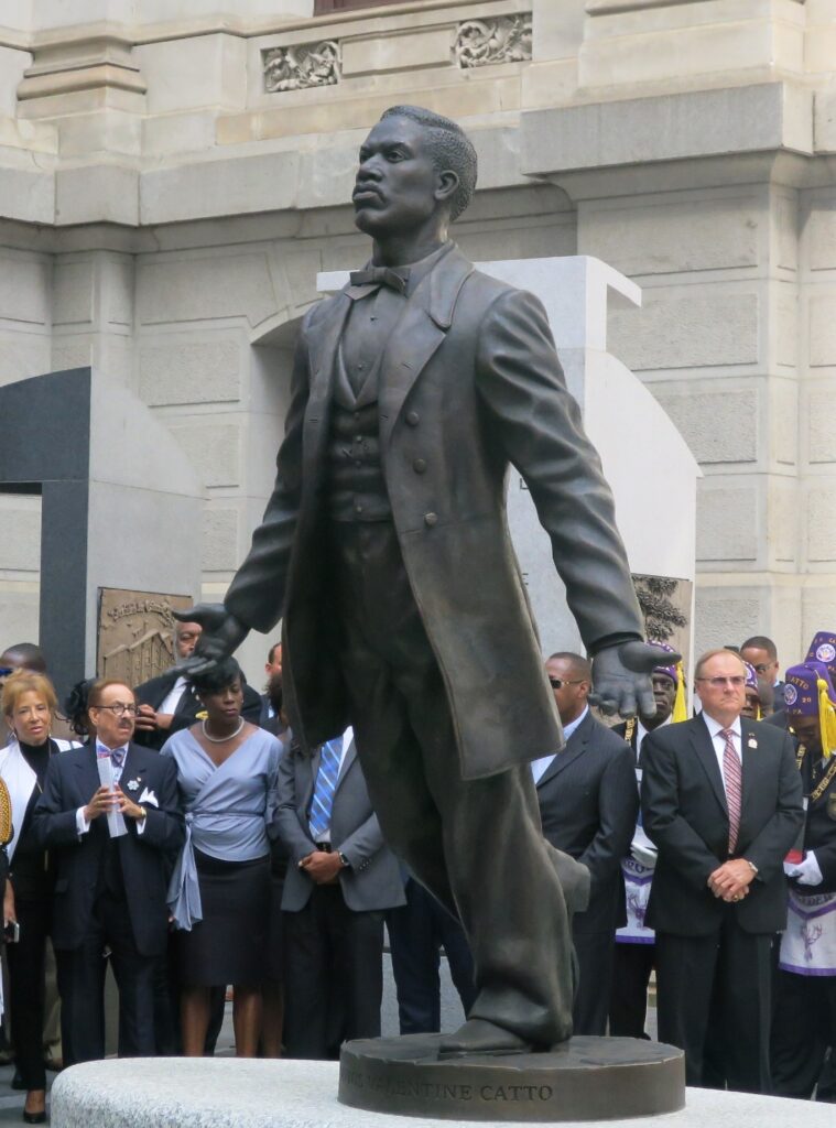 Octavius Catto statue at Philadelphia City Hall. Photo by Cheney University, formerly Institute for Colored Youth, in which Catto served as president.